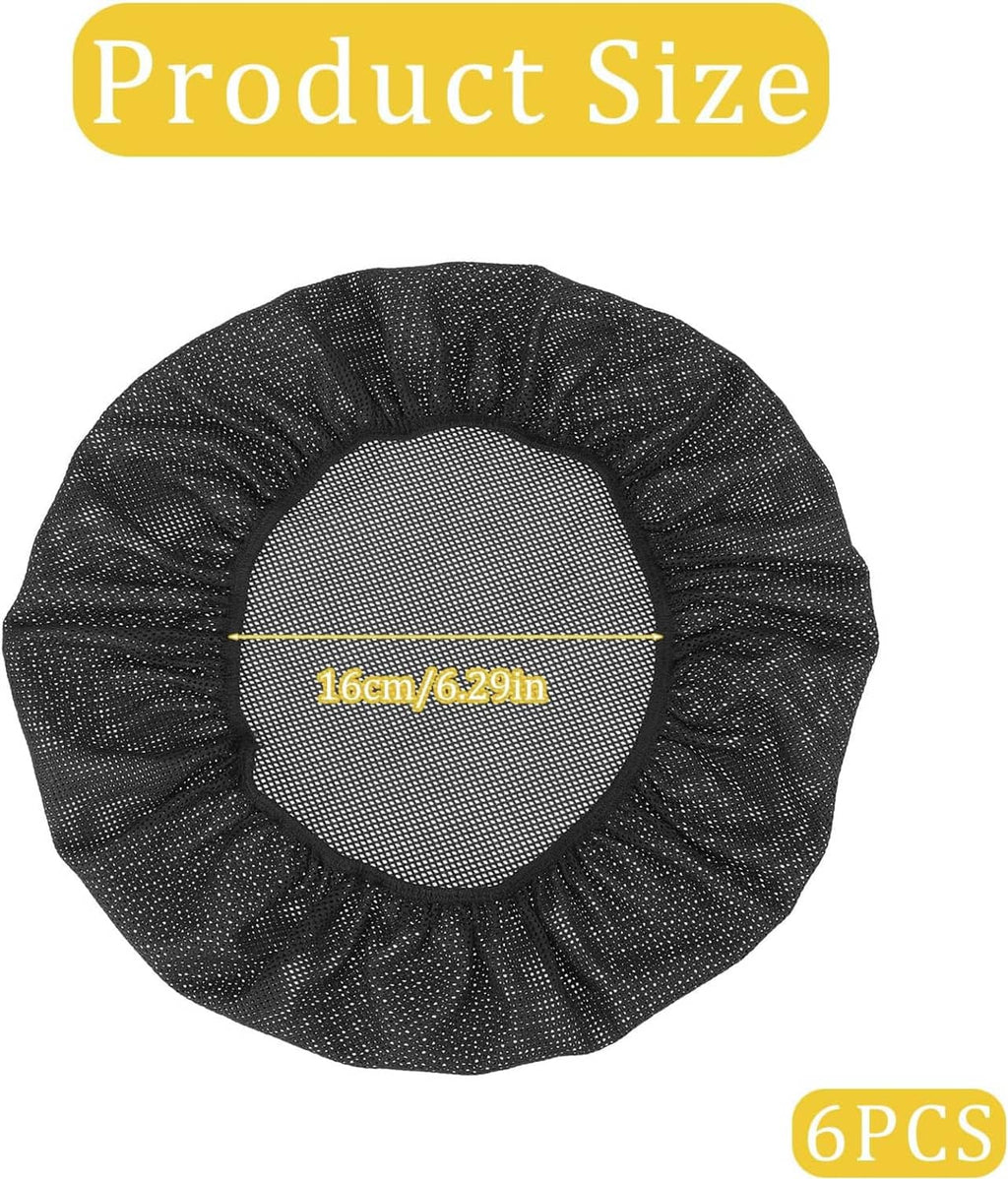 Black breathable hairnet cap, round elastic design with open center