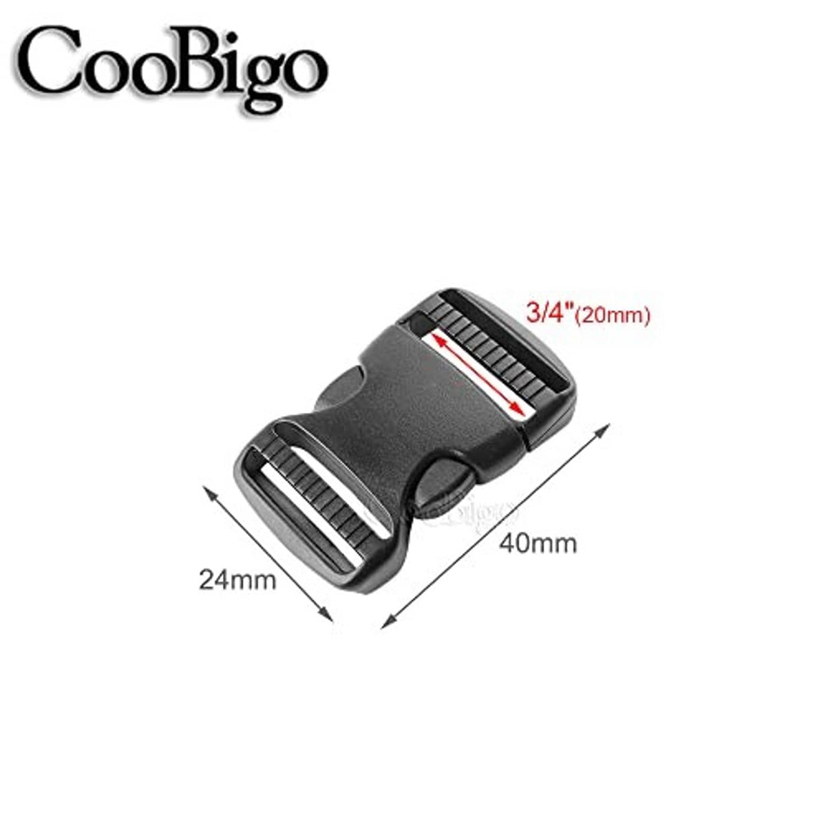 Dark gray dual adjustable side-release buckle for 3/4 in PP webbing