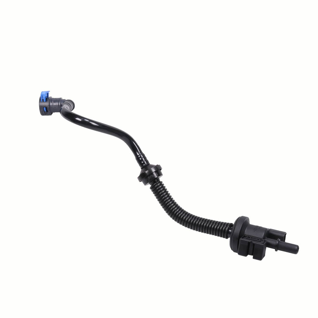 Fuel vapor hose with blue connector end and black multi-pin electrical plug