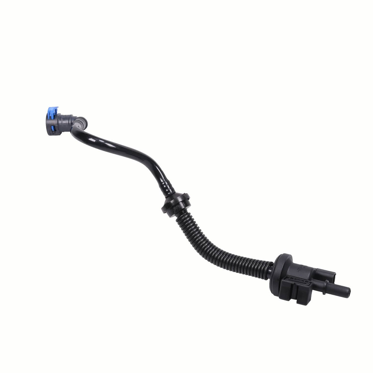 Fuel vapor hose with blue connector end and black multi-pin electrical plug