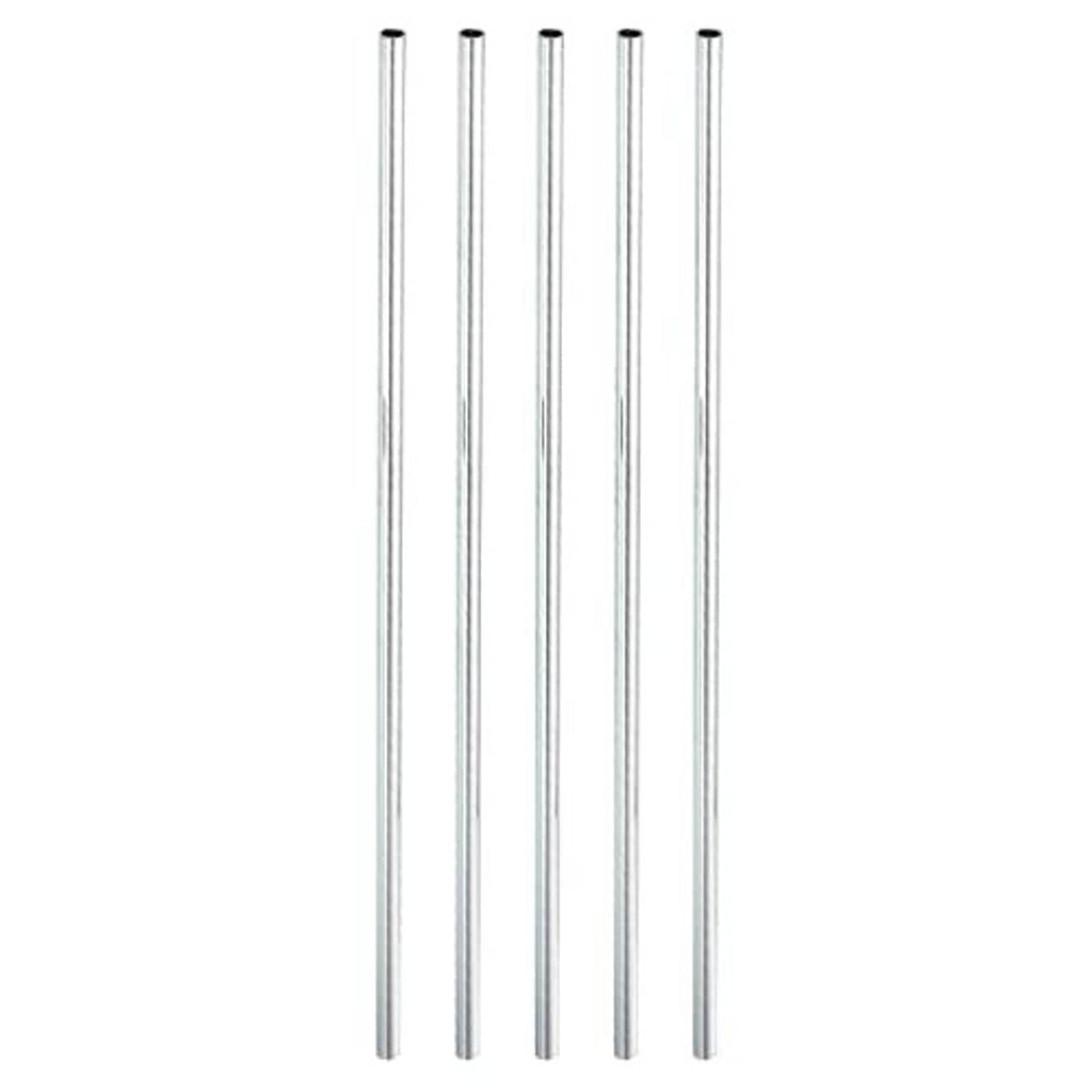 Five metal coupling sleeve rods with internal threads, straight cylindrical shape