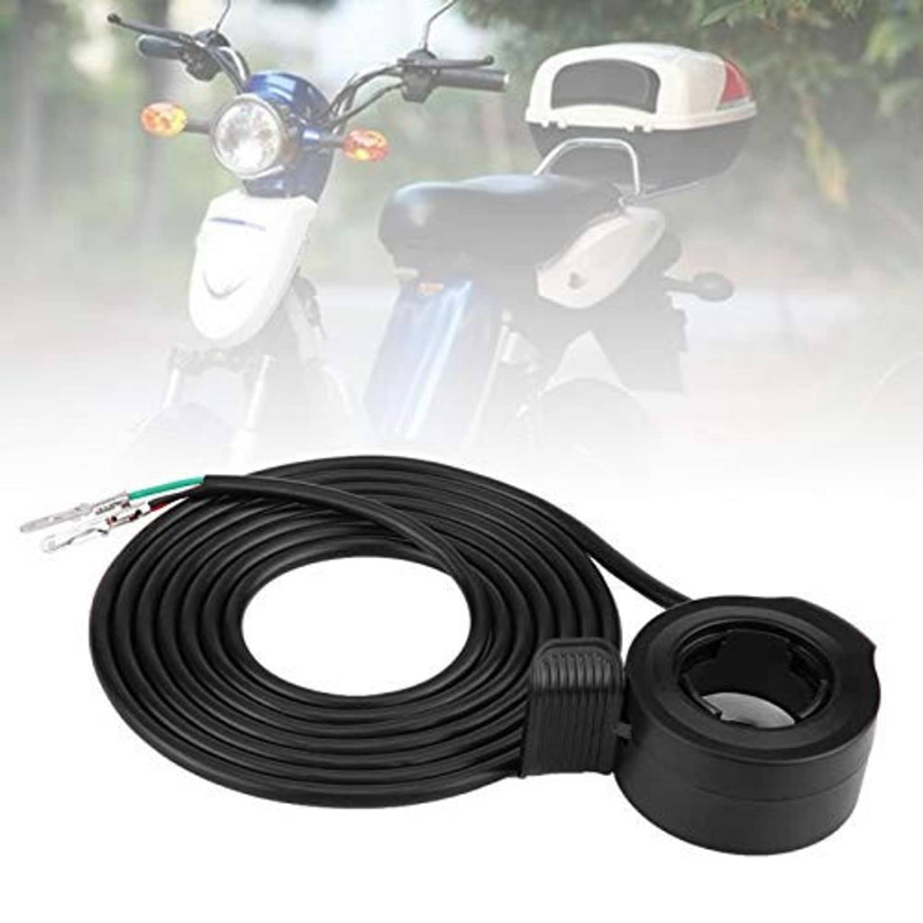Black thumb throttle speed control with coiled cable and round handlebar plug housing