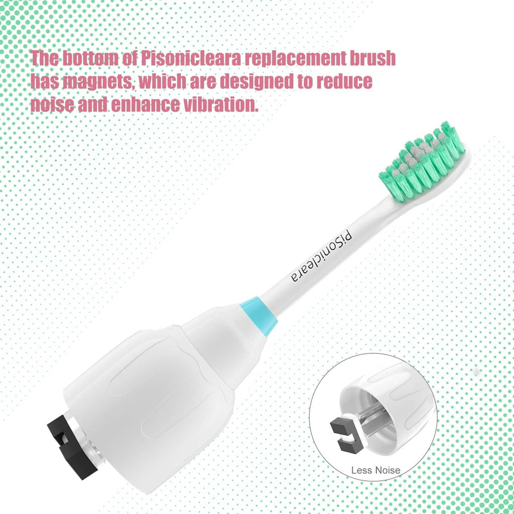 Replacement toothbrush head with green bristles and white base