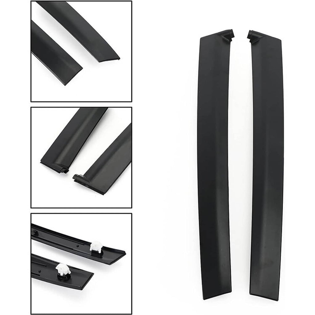 Black door sash trim panels with angled ends, shown as a left-right pair