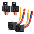 Two black 5-pin car relay modules with multi-color wire harness and plug-in connectors