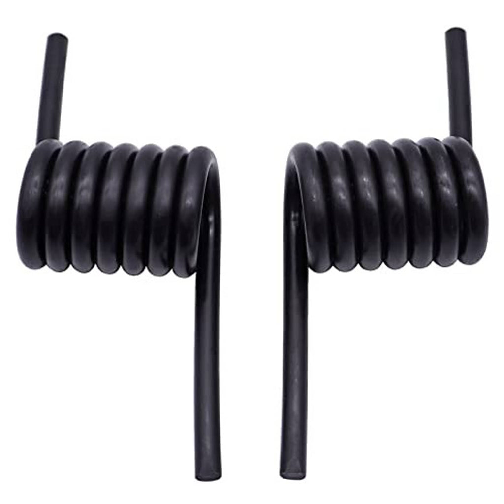 Two black coil springs mounted on parallel rods, end-on view
