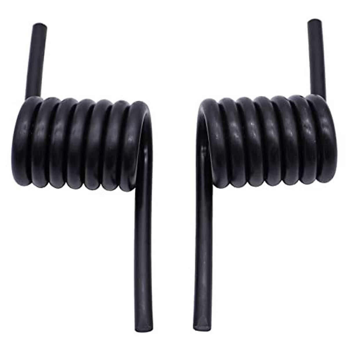 Two black coil springs mounted on parallel rods, end-on view