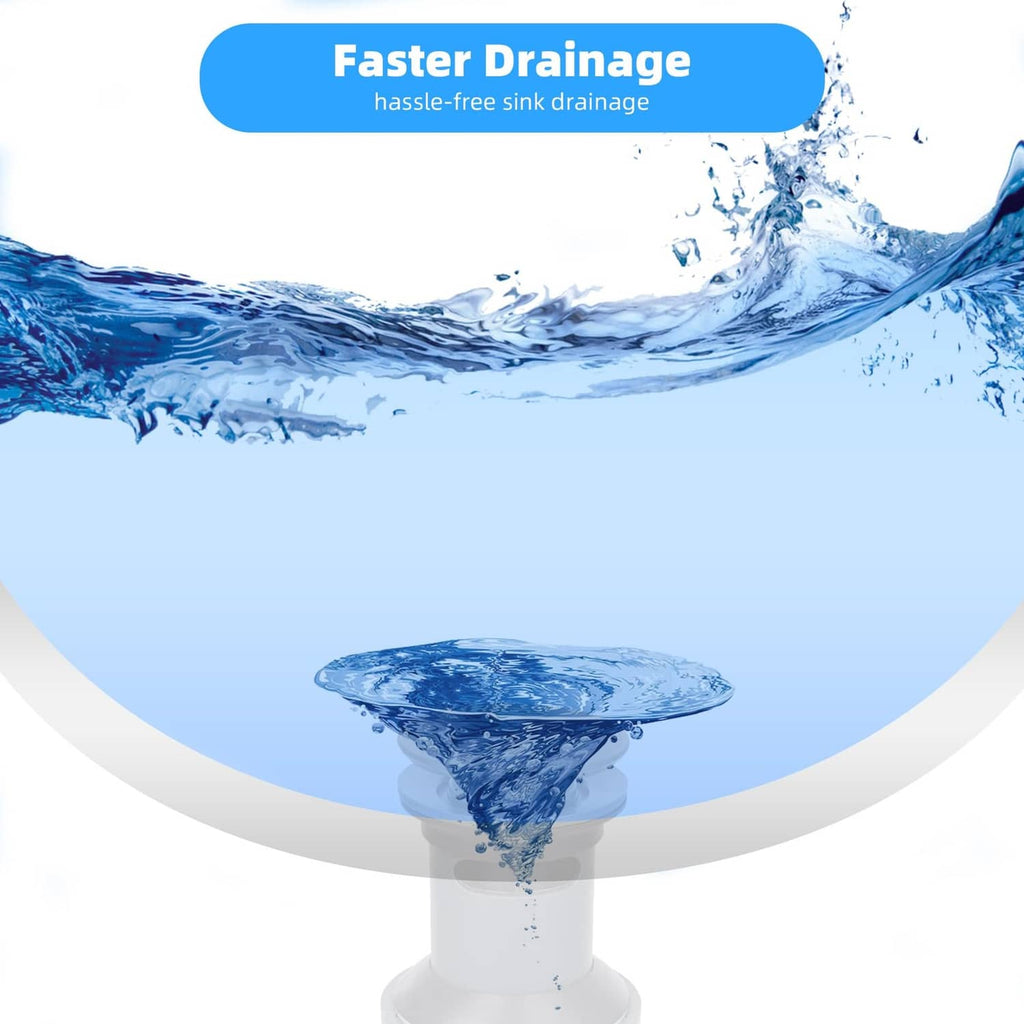Universal sink drain with overflow, chrome stopper with fast-drain water flow