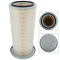 Air filter element with pleated mesh media and gray end caps, circular opening