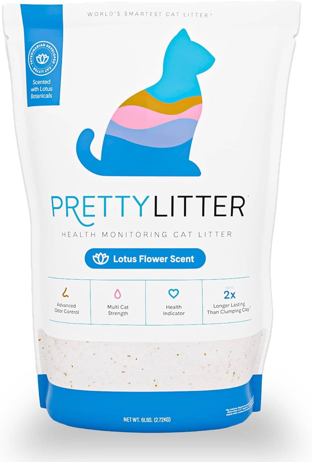 Non-clumping health monitoring cat litter bag, lotus flower scent, blue and white packaging