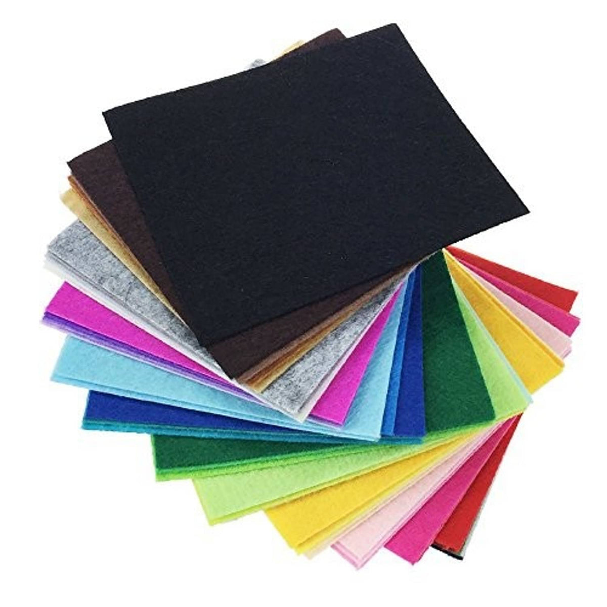 Layered felt fabric squares with black top and multicolor sides