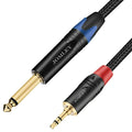3.5mm TRS to 1/4 TS audio cable with gold-plated connectors and braided jacket