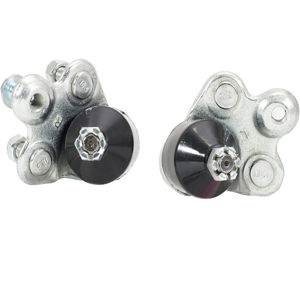 Pair of front lower control arms with silver housings and black bushings