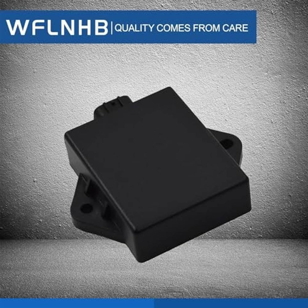 Black CDI ignition control module with mounting tabs and multi-pin harness connector