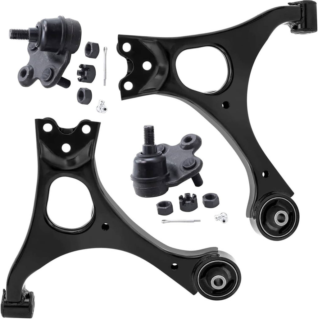 Front lower control arms with ball joints and fasteners, black steel kit