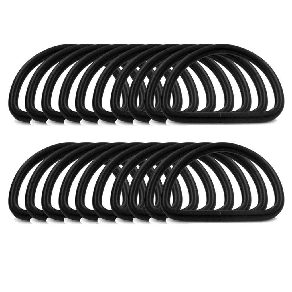 Set of black non-welded D-ring buckles, U-shaped metal loops for webbing