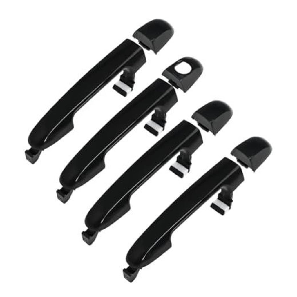 Set of black exterior door handles with integrated mounting clips