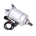 12V starter motor with black wiring and silver cylindrical housing, side view