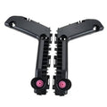 Black plastic front bumper bracket with two mounting arms and pink retainer pins
