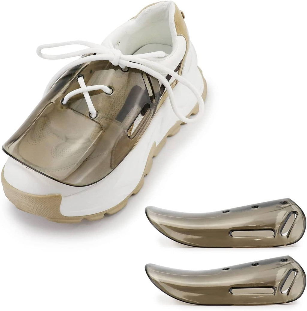 Smoky clear metatarsal guard attachment set for safety shoes, with laced shoe