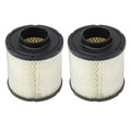 Two-pack cylindrical air filters with white pleated media and black end caps