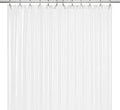 Frosted shower curtain liner with metal grommet hooks and top header rings