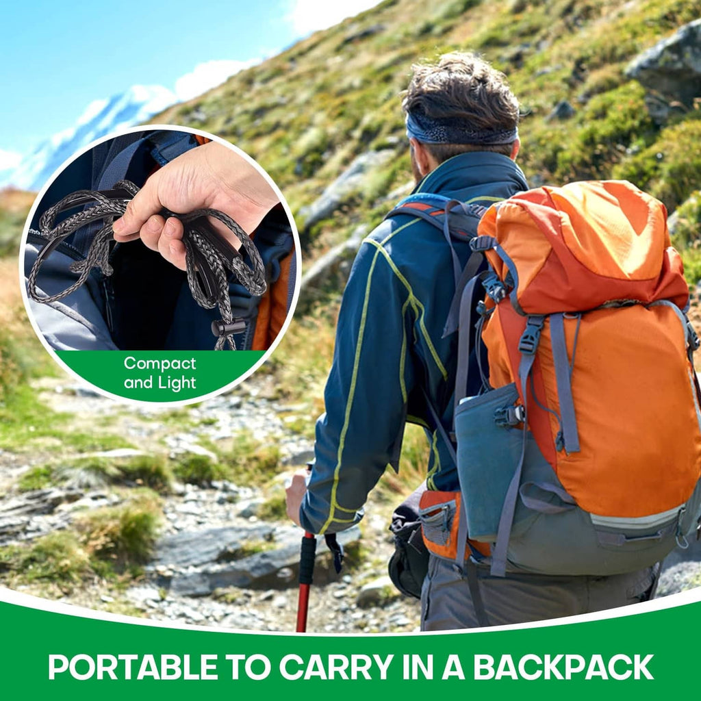 Portable black climbing stick rope aider with compact folded U-strap loop