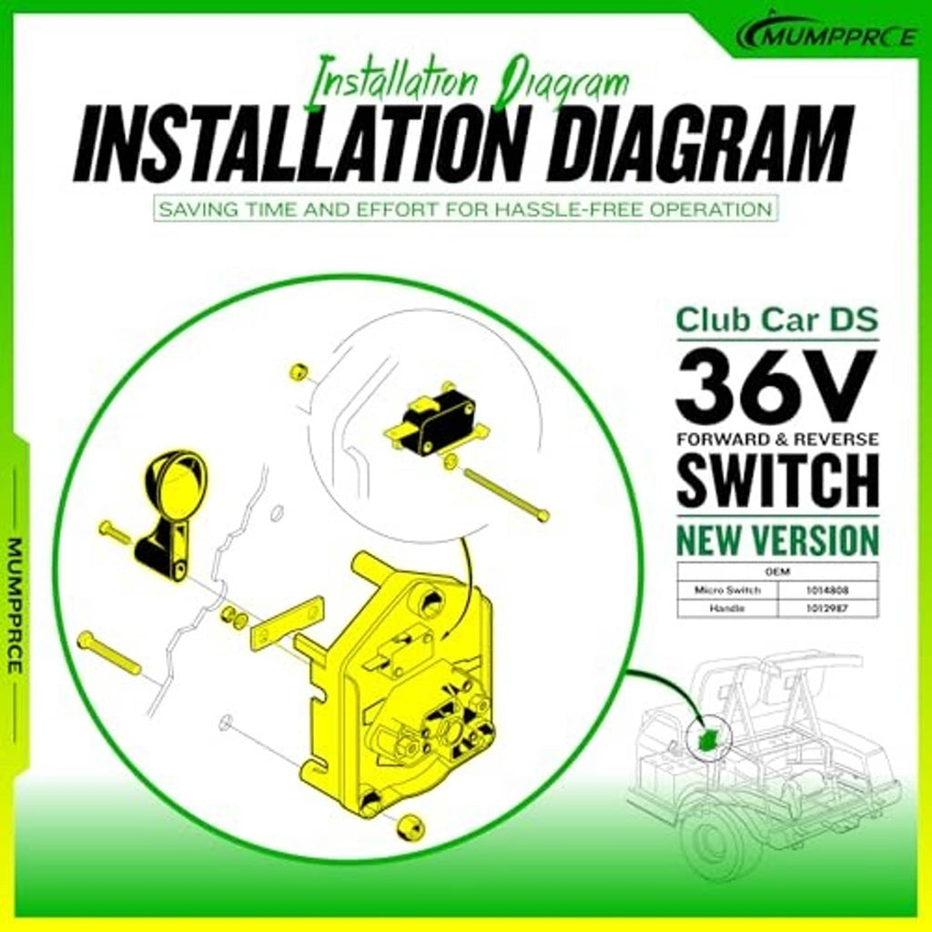 Forward-reverse switch installation diagram with micro switch and handle for 36V DS.