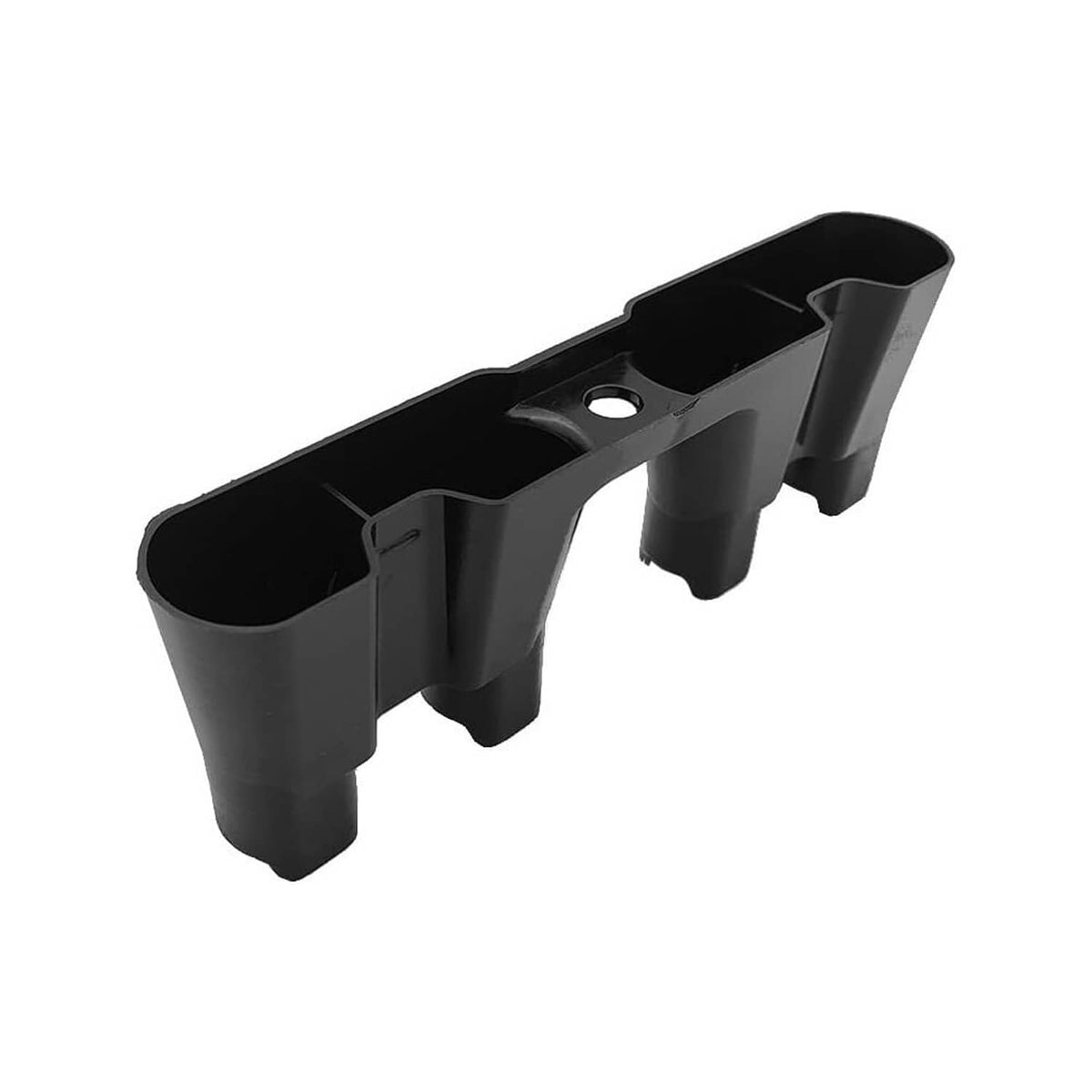 Black lifter tray guide clip assembly with molded supports and mounting hole