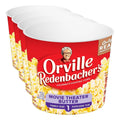 Movie Theater Butter microwave popcorn tub with red label and white lid