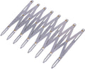 Set of aluminum expanding sewing gauge blades with brass pins and measurement markings