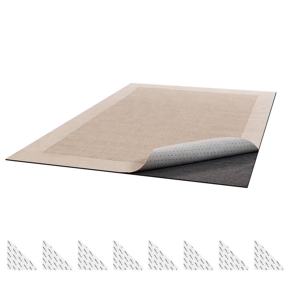 Non-slip felt rug pad with layered top and rubber grip backing