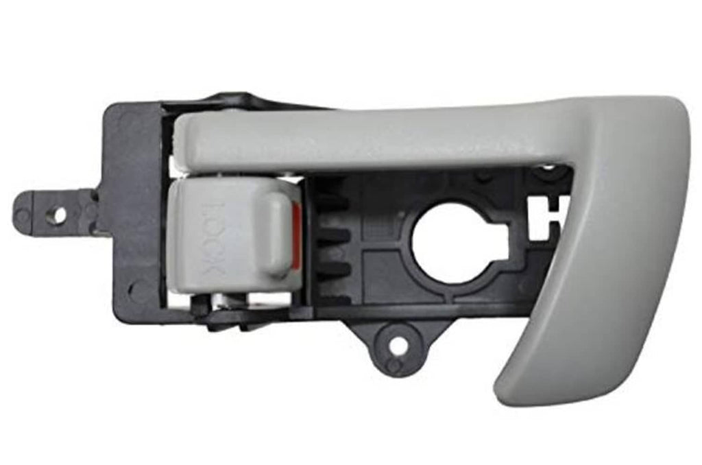 Gray interior inside door handle mechanism with mounting bracket, left driver side