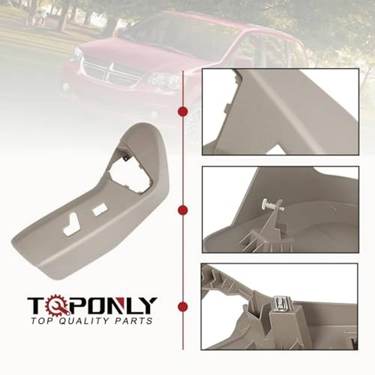 Beige driver seat trim cover panel with cutout details and rear mounting features