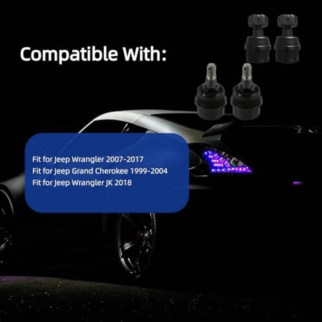 4-pack ball joint kit components, two black joints with mounting hardware
