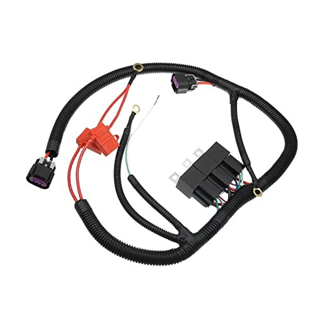 Dual electric fan wiring harness kit, black cable loom with multi-pin connectors