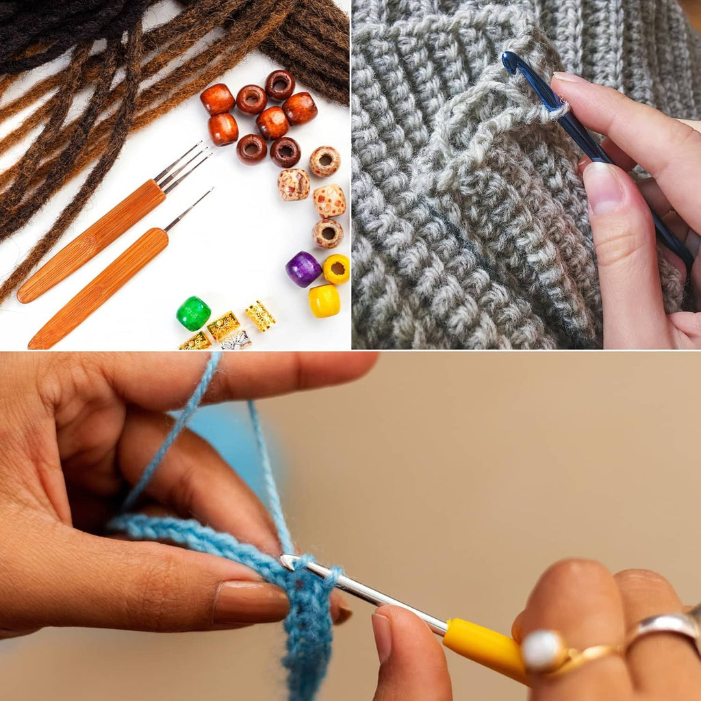 Crochet hook used on knitted fabric, stainless-steel hook with colorful handle