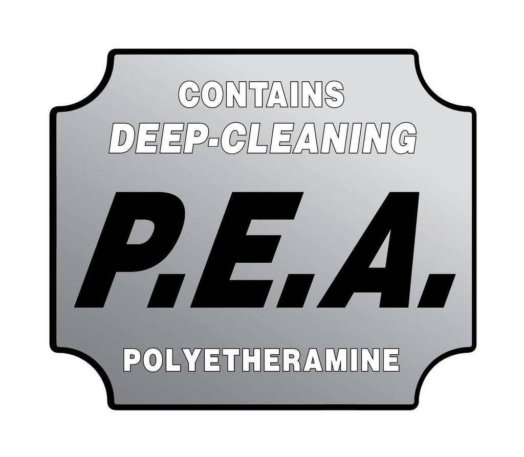 Cleaner label: CONTAINS DEEP-CLEANING P.E.A., POLYETHERAMINE