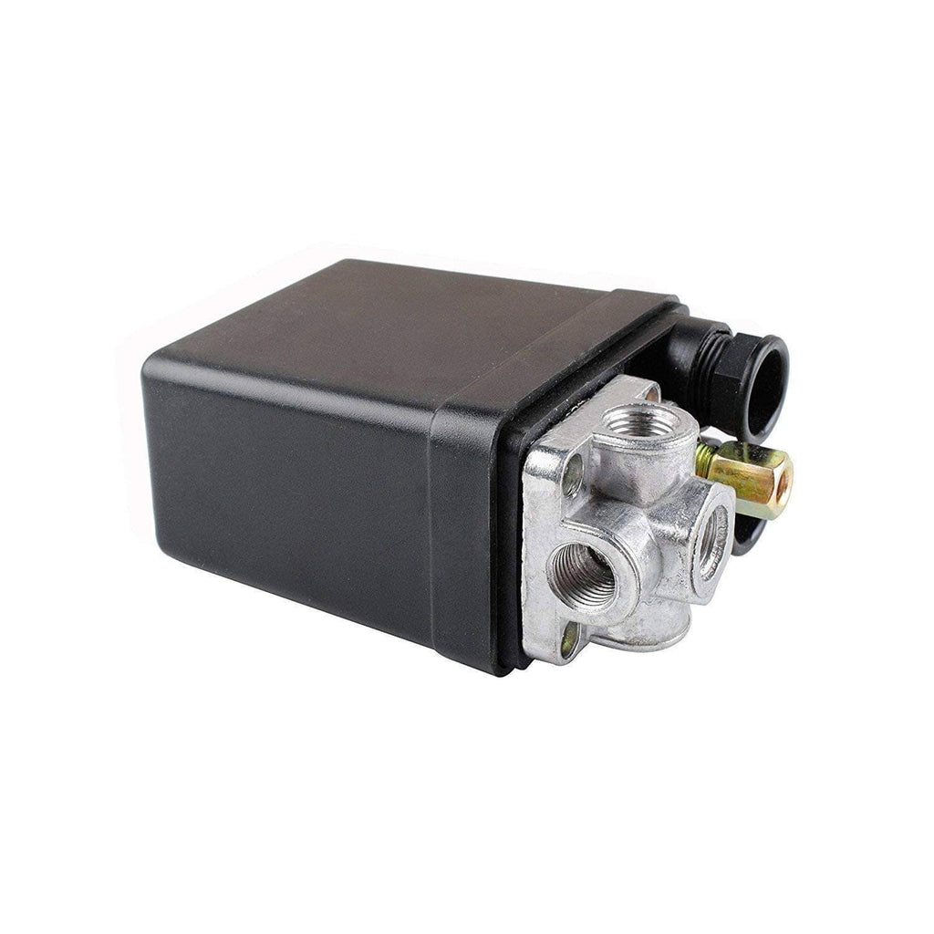 Black valve control unit with dual ports and brass and silver fittings