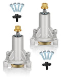 Silver lawn mower spindle assembly, includes two spindles and mounting hardware.