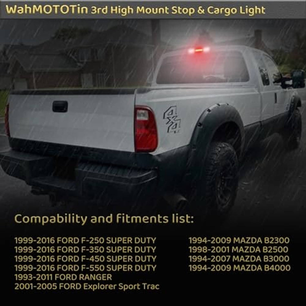 LED high mount stop light installed on pickup truck rear center