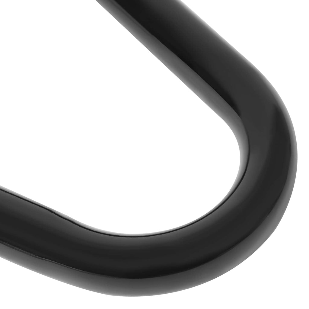 Close-up of black curved crash bar tubing with glossy finish