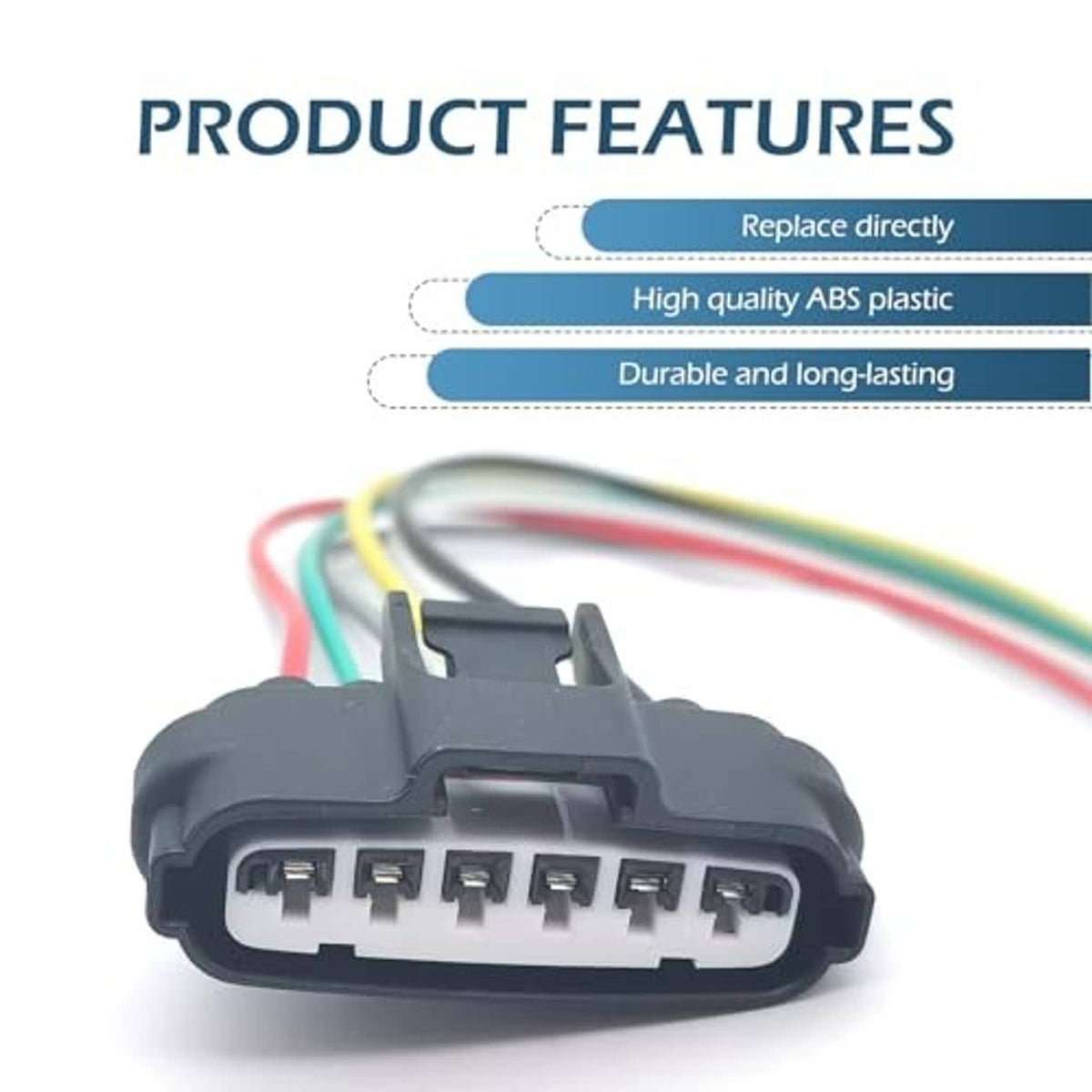 Close-up of dual sensor pigtail connector faces with multicolor wire leads