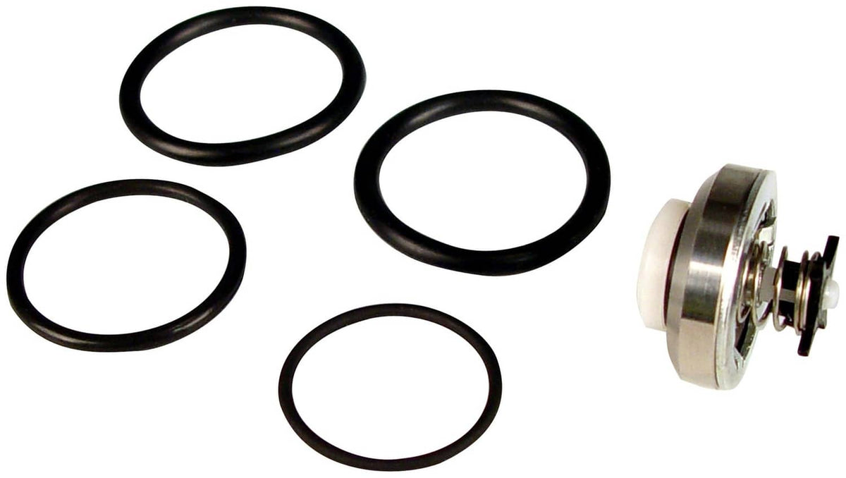 Inlet valve seal set with black rubber O-rings and metal valve seal assembly