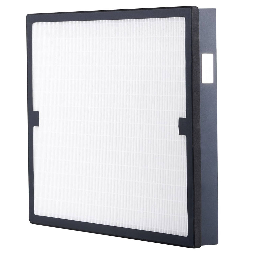 HEPA air filter replacement panel with dark frame and white pleated filter media