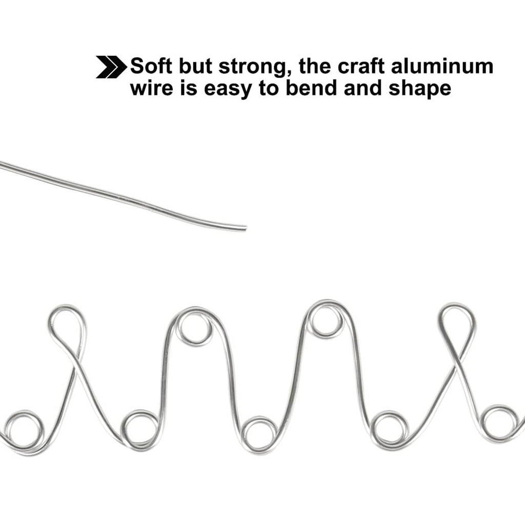 Silver aluminum craft wire lengths and shaped loops for DIY projects