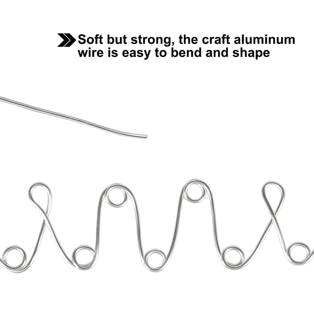 Silver aluminum craft wire lengths and shaped loops for DIY projects