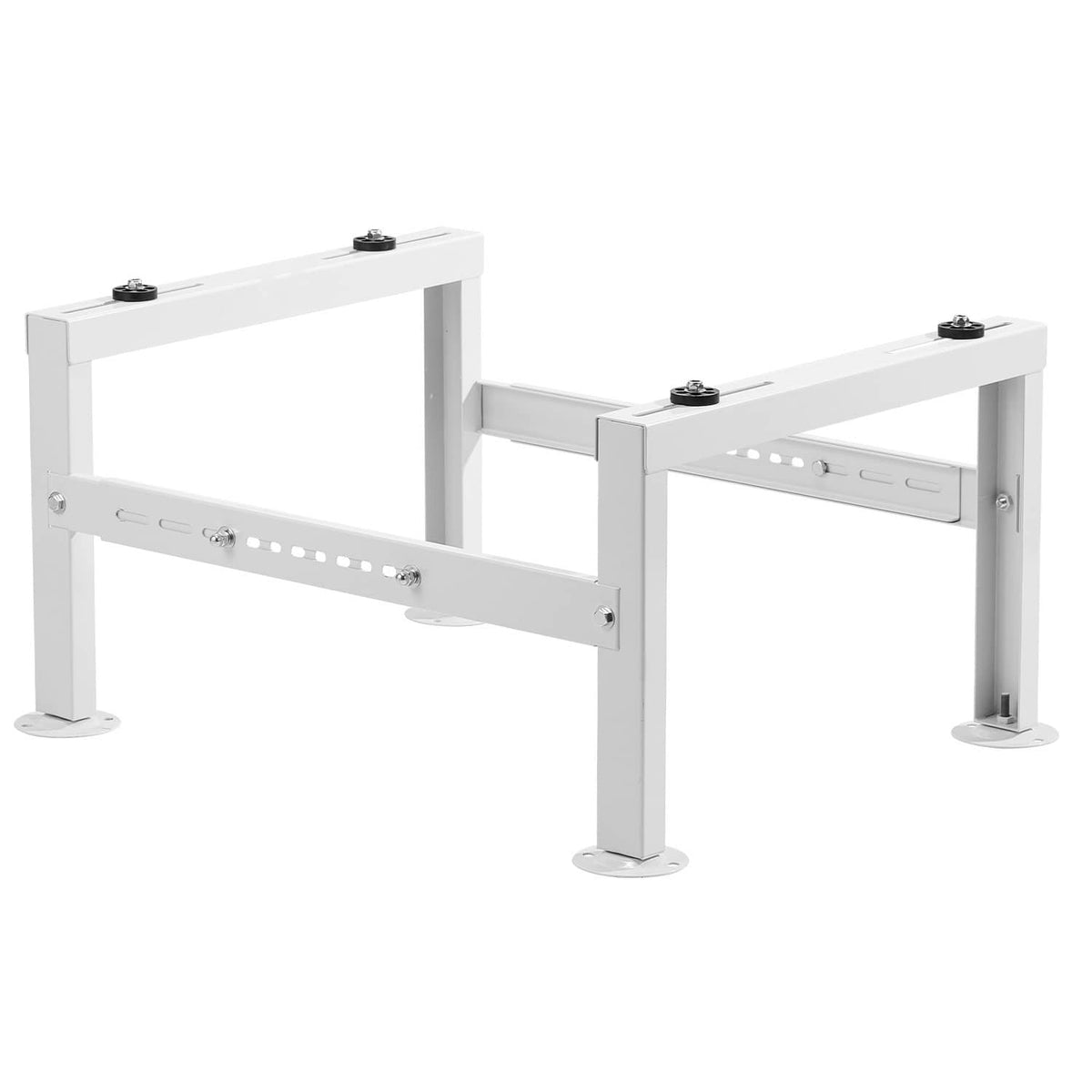 Adjustable white mini split ground stand with anti-vibration design and four corner feet
