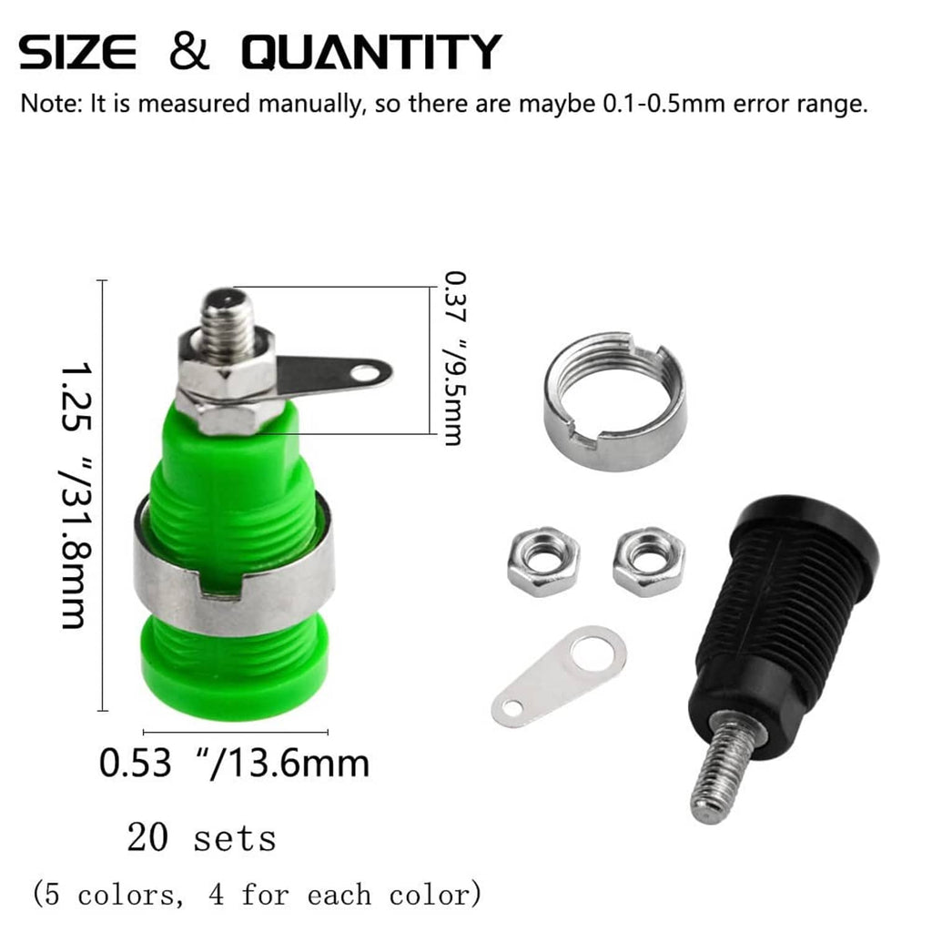 Green 4mm banana socket binding post plug with mounting bracket and nuts