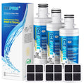 ICEPURE refrigerator water filter cartridge, white plastic, three stacked filter housings